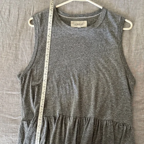 THE GREAT. Heather Gray Peplum Tank Top - Picture 7 of 8